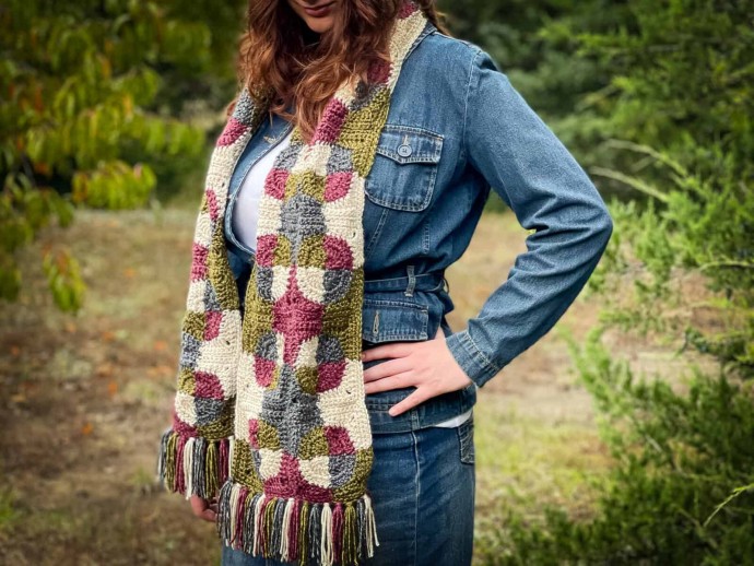 Crochet Patchwork Revelry Scarf Pattern