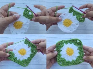 Crochet Daisy Granny Square Photo Tutorial