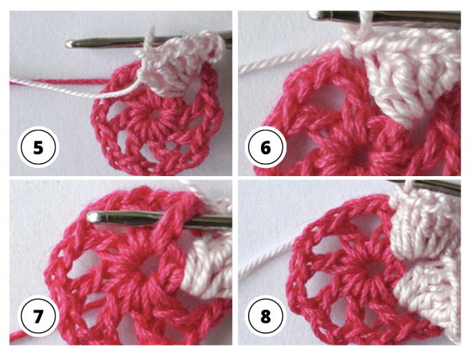 Crochet flower square motif tutorial