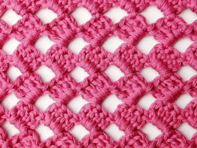 Lacy Checkered Diamond Crochet Stitch Photo Tutorial