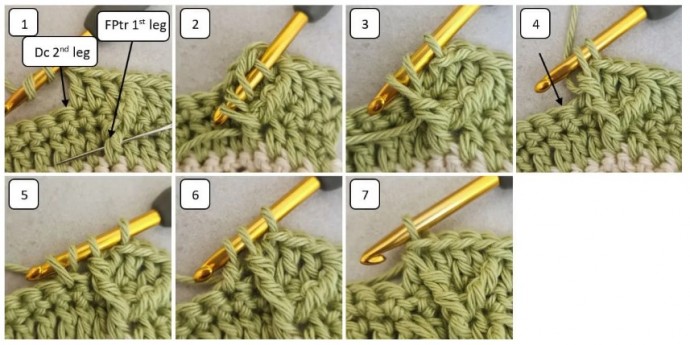 Alternating Fishbone Crochet Cable Pattern Photo Tutorial
