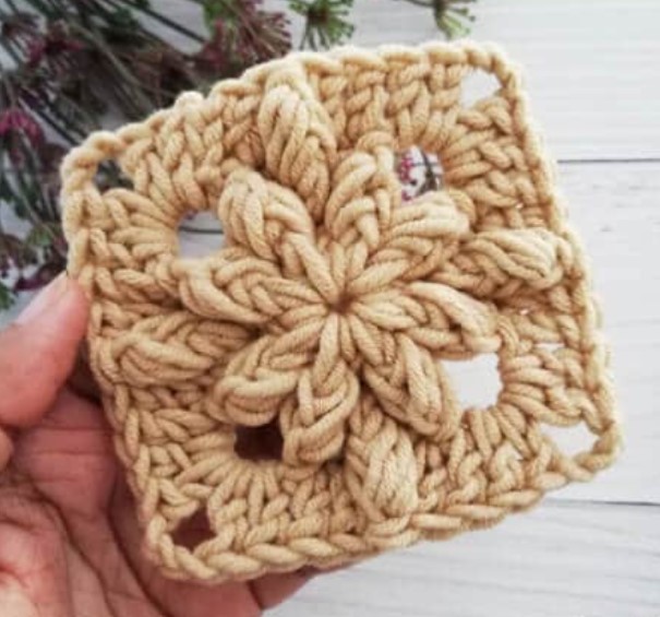 Crochet Bobble Drops Flower Granny Square