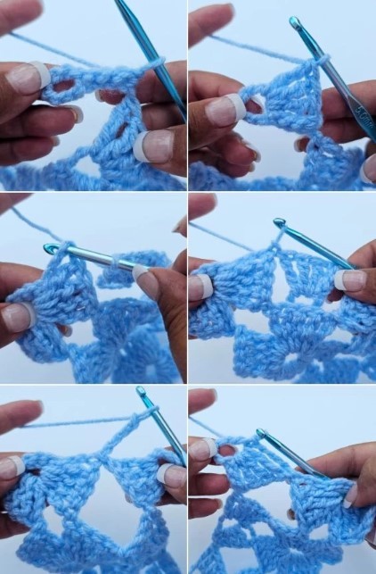 Crochet Linked Flowers Stitch Photo Tutorial