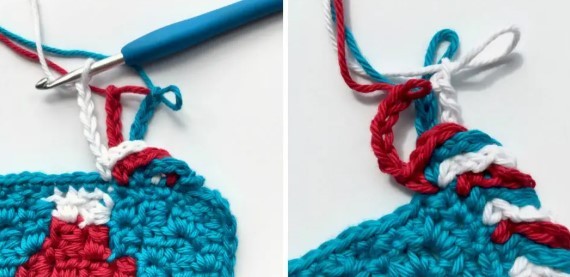 Candy Cane Crochet Border in 3 Colors Photo Tutorial