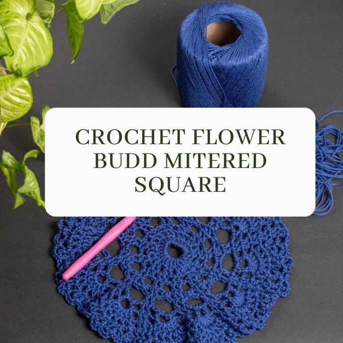 Crochet Flower Buds Mitered Square