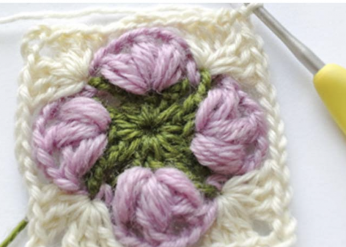 Crochet Puff Stitch Square Tutorial