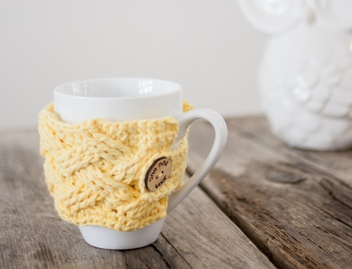 Woven Cables Mug Cozy Crochet Pattern