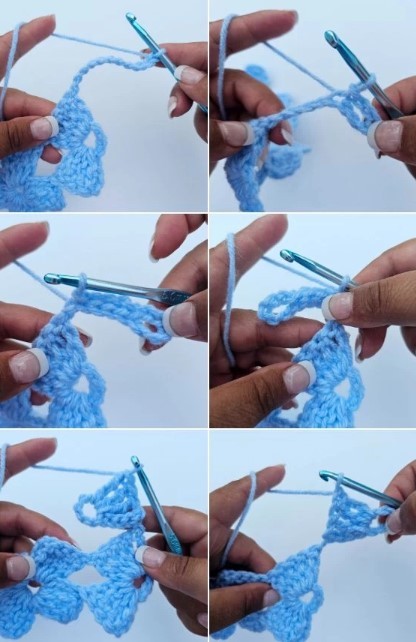 Crochet Linked Flowers Stitch Photo Tutorial
