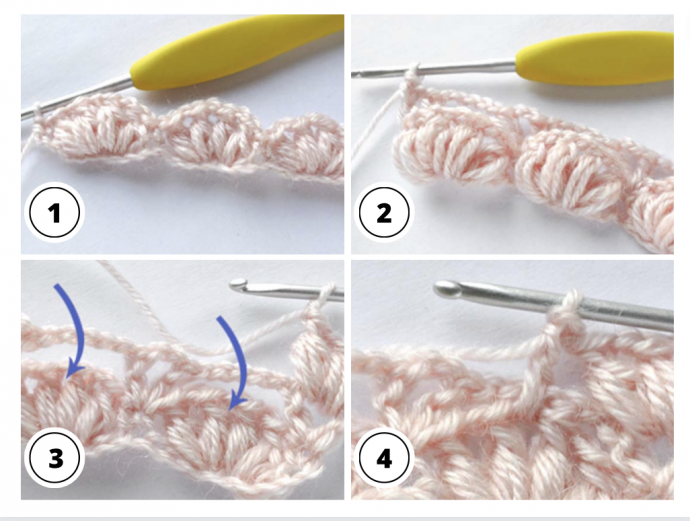 Crochet multicolor puff stitch tutorial