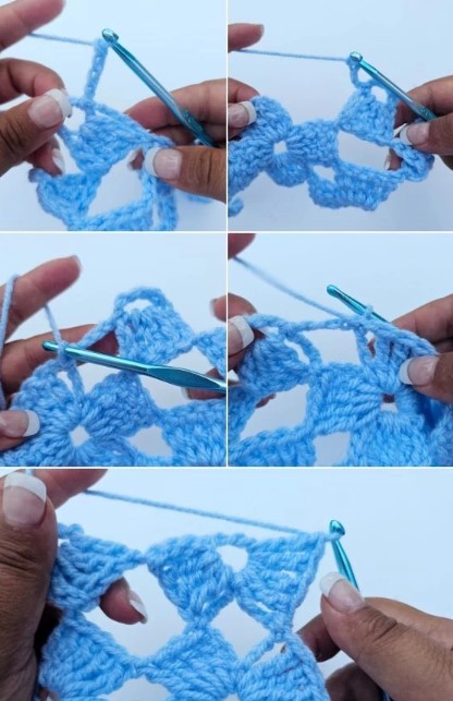 Crochet Linked Flowers Stitch Photo Tutorial