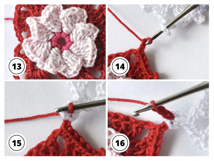 Crochet flower square motif tutorial