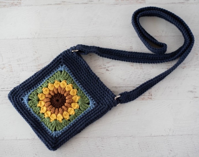 Sassy Sunflower Crochet Crossbody Bag