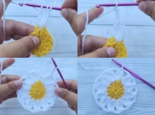 Crochet Daisy Granny Square Photo Tutorial
