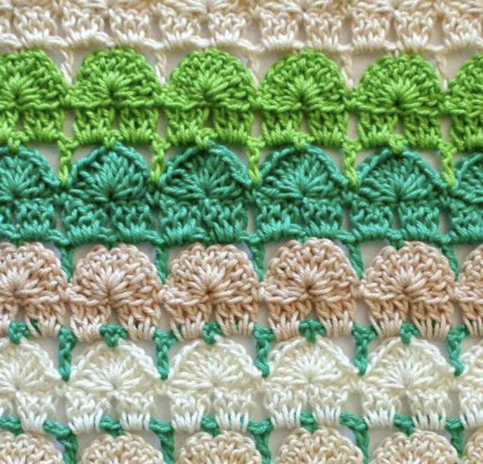 Crochet blocked shell stitch