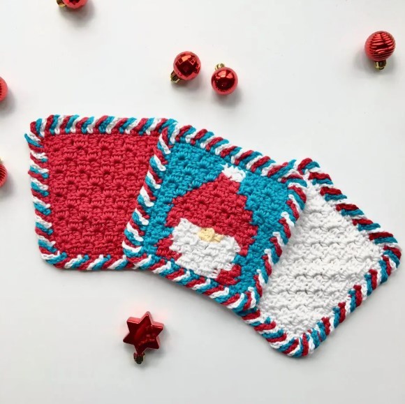 Candy Cane Crochet Border in 3 Colors Photo Tutorial
