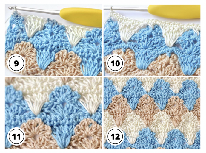 Crochet Triple Shell Stitch