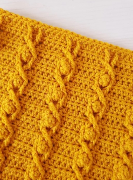 Popcorn Twist Cable Crochet Stitch Photo Tutorial
