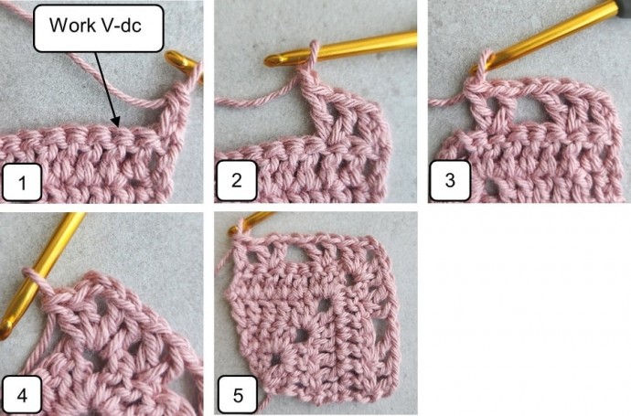 Crochet Flower Buds Mitered Square