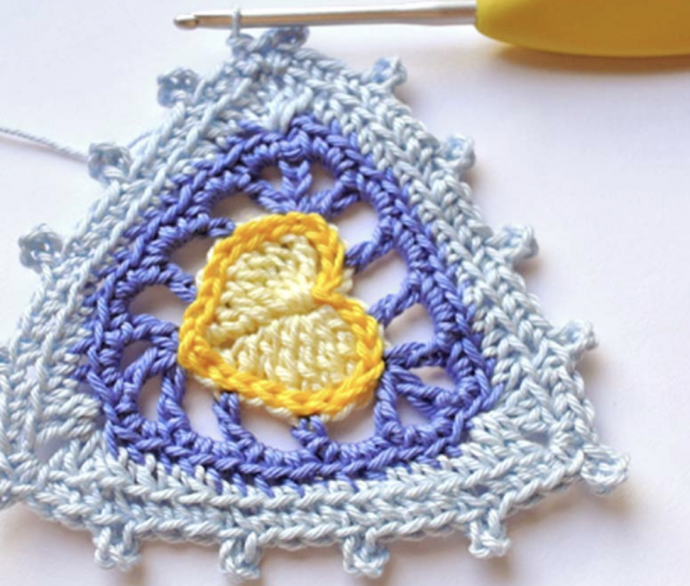 Crafting Love: Crochet Heart Triangle Motif Tutorial