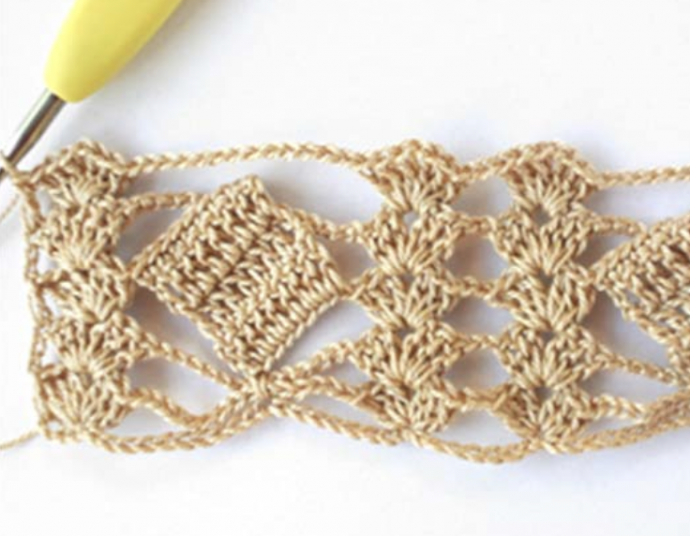 How to Crochet Coloured Square Lace Stitch