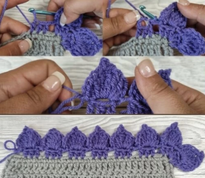 Crochet Spades Stitch Border Tutorial
