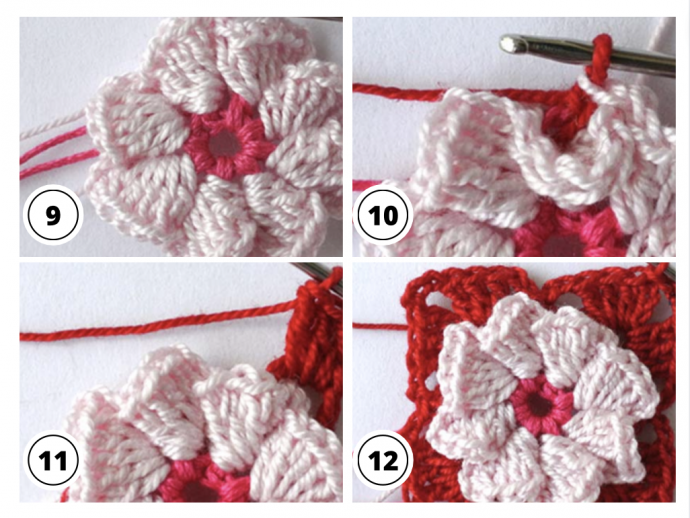Crochet flower square motif tutorial