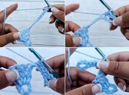 Crochet Linked Flowers Stitch Photo Tutorial