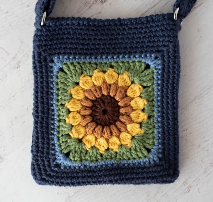 Sassy Sunflower Crochet Crossbody Bag