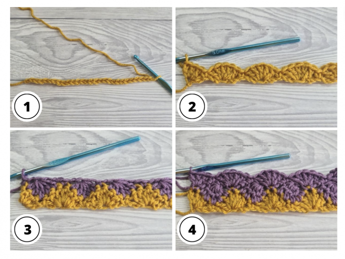 Crochet Interlocking Shell Stitch