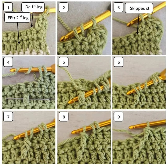 Alternating Fishbone Crochet Cable Pattern Photo Tutorial
