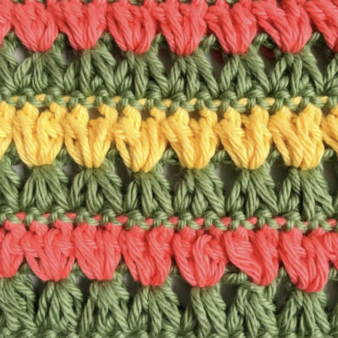 Triads Puff Flower Crochet Stitch Photo Tutorial