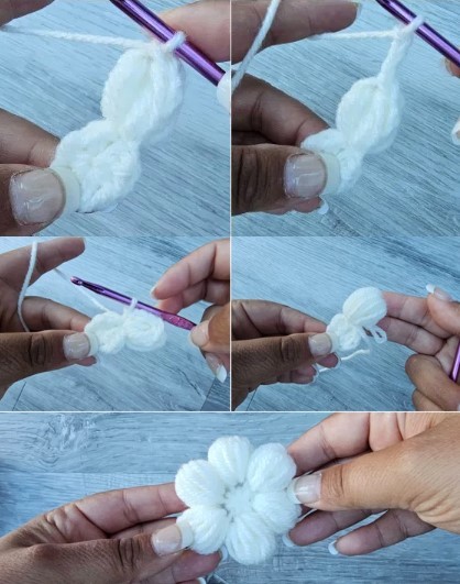 How to Crochet a Puff Stitch Daisy Flower Photo Tutorial