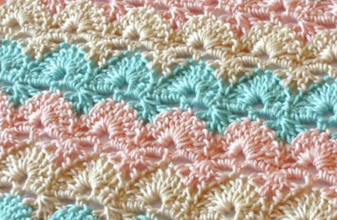 How to Crochet Colorful Dense Shell Stitch