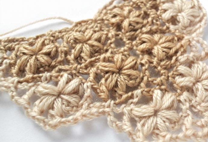 Elegant Blossoms: Crochet Flower-Puff Stitch Triangle Shawl Pattern
