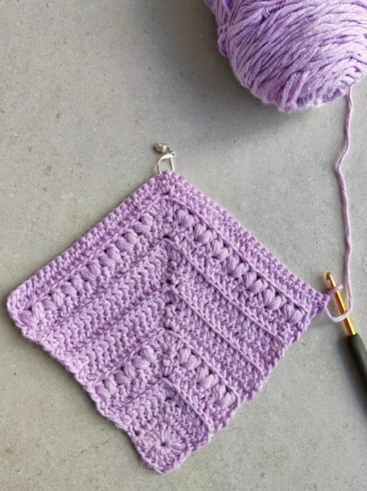 Mitered Tulips Crochet Afghan Square Photo Tutorial