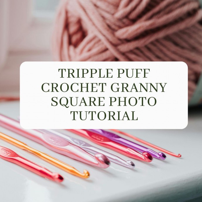 Tripple Puff Crochet Granny Square Photo Tutorial