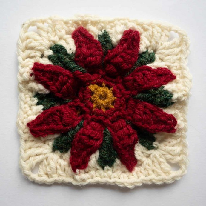 How to Crochet A Poinsettia Granny Square Photo Tutorial