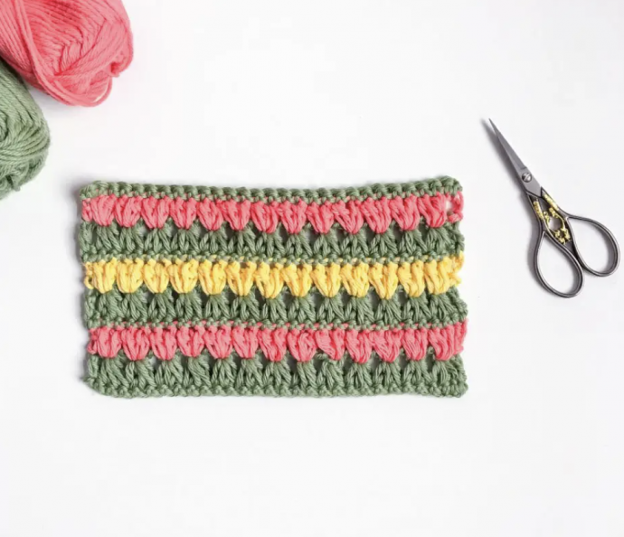 Triads Puff Flower Crochet Stitch Photo Tutorial