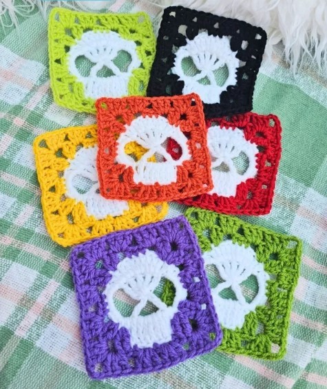 Crochet Skull Granny Square Pattern Crochet Skull Granny Square Pattern