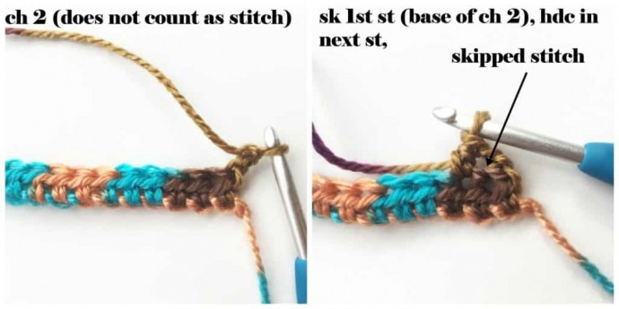 Crossed Half Double Crochet Stitch Photo Tutorial