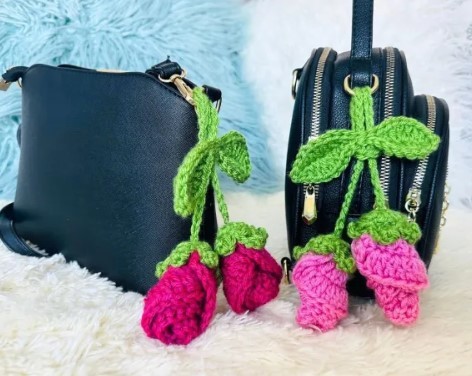 Easy Crochet Rose Bag Charm Pattern
