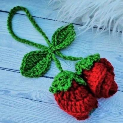Easy Crochet Rose Bag Charm Pattern
