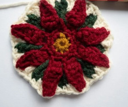 How to Crochet A Poinsettia Granny Square Photo Tutorial