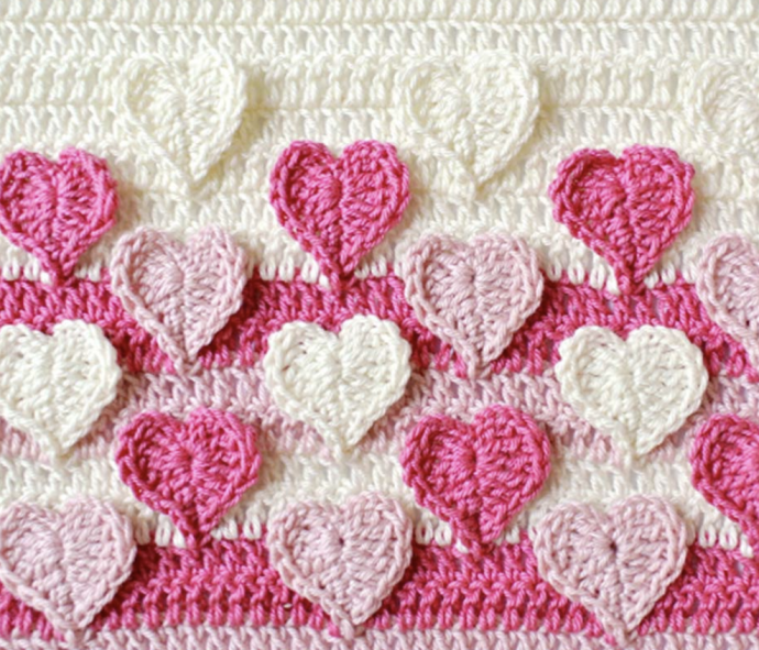 Crochet Textured Hearts Stitch Tutorial