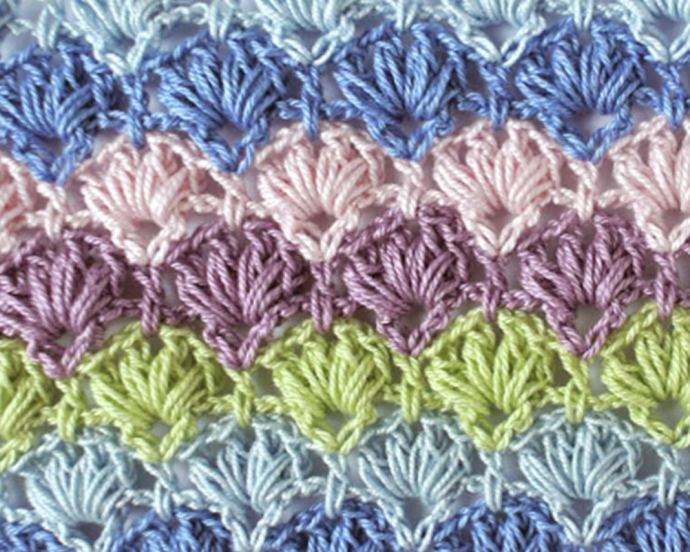 Crochet multicolor puff stitch tutorial