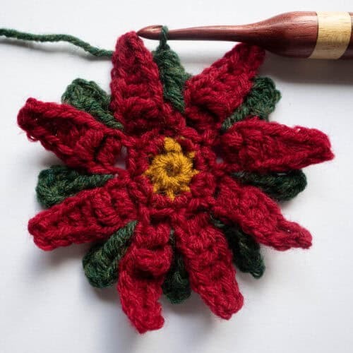 How to Crochet A Poinsettia Granny Square Photo Tutorial