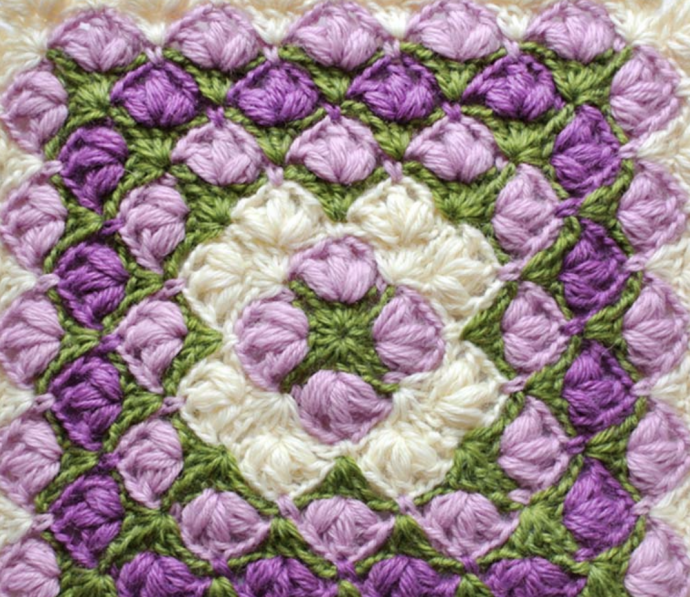 Crochet Puff Stitch Square Tutorial