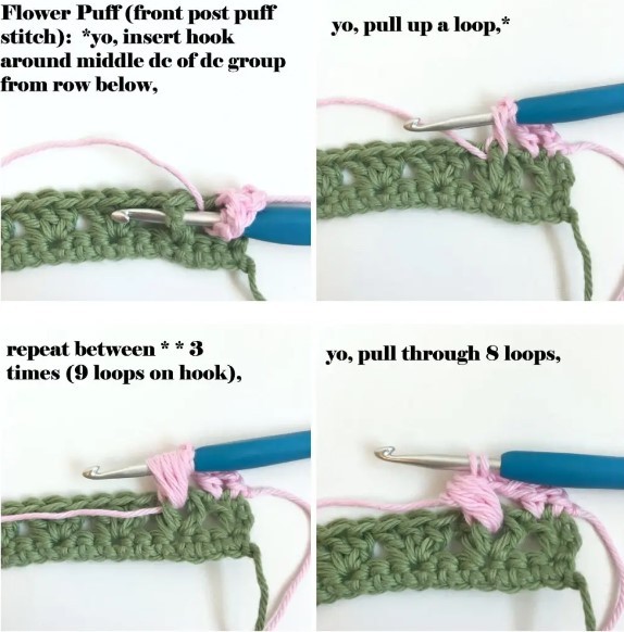 How to Crochet the Flower Puff Stitch Photo Tutorial