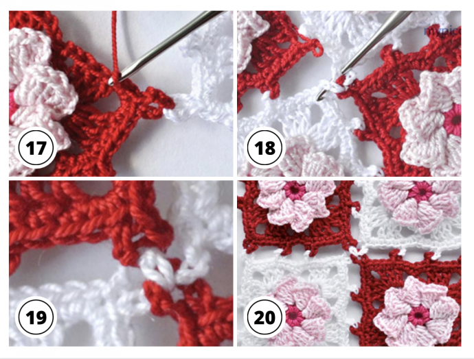 Crochet flower square motif tutorial