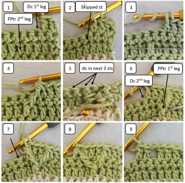 Alternating Fishbone Crochet Cable Pattern Photo Tutorial
